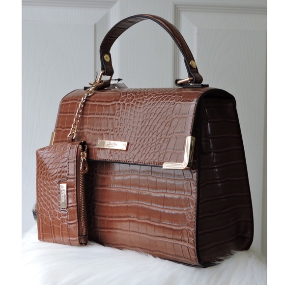 Brown Croc Pattern Dune London Satchel Handbag - Picture 5 of 7